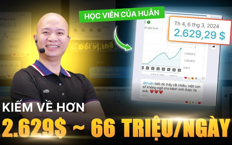 Khóa học xây kênh Youtube kiếm tiền tại Huân Academy